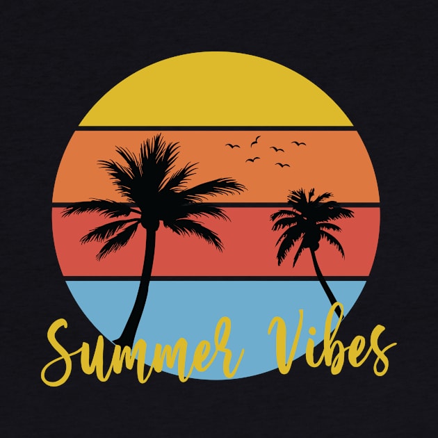 Summer vibes design, sunset with palm trees by colorbyte